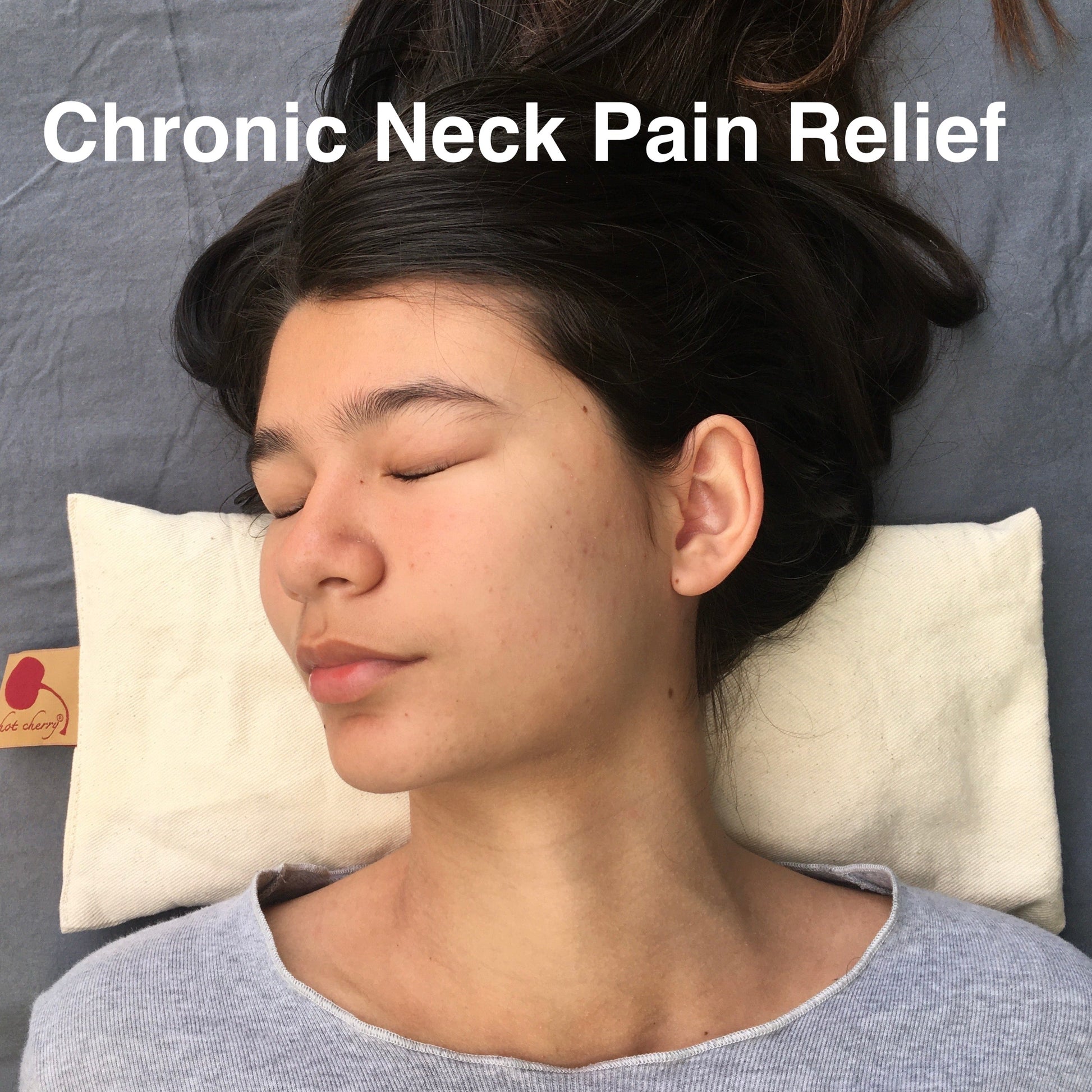 Hot Cherry Rectangular/Cervical Neck Pillow in Unbleached, Pre-washed, Natura Denim with Cherry Print Pillowcase - Trending Wellness Store