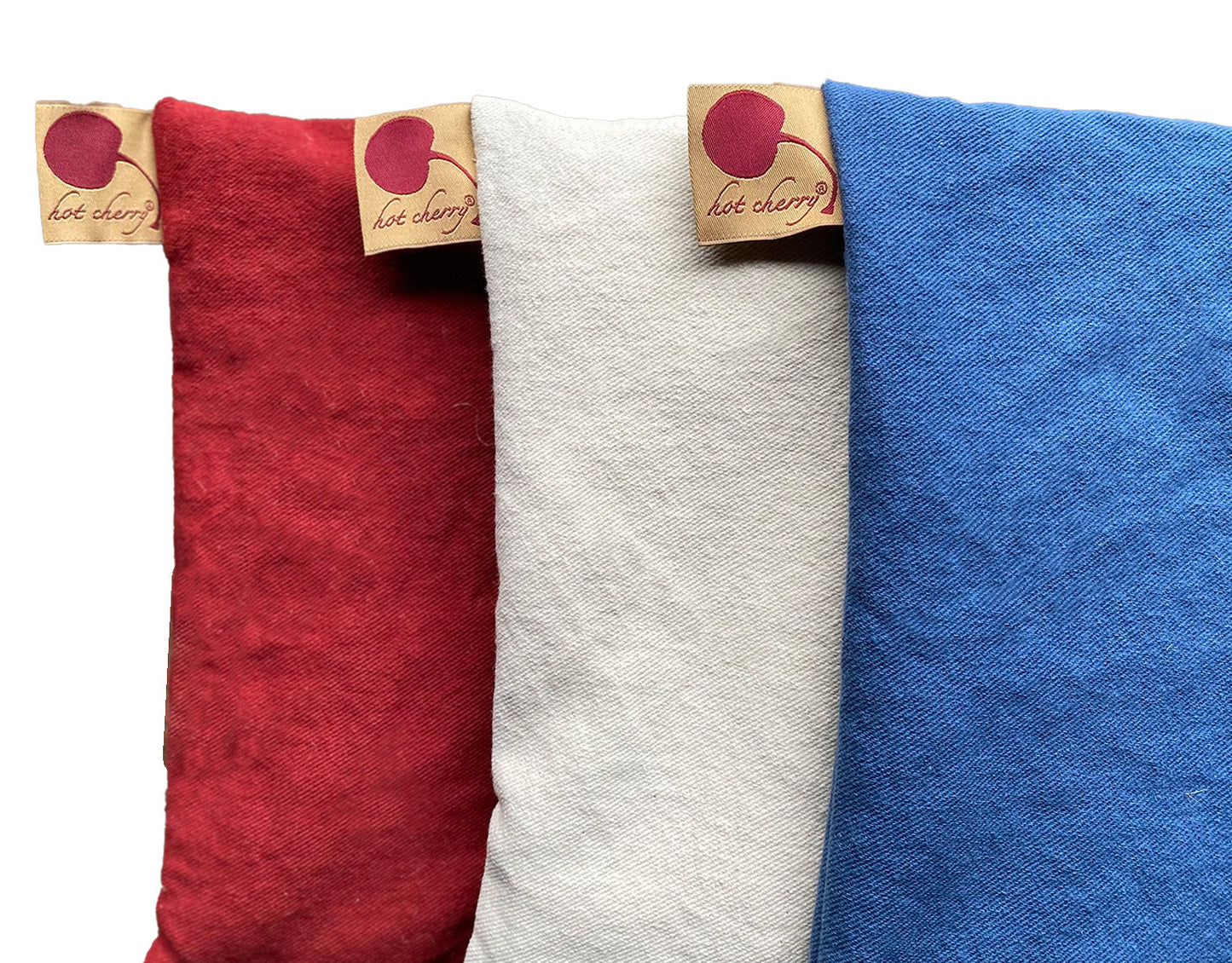 Summer Stack ––3 Square Denim Pillows –– Red, Blue & Natural - Trending Wellness Store