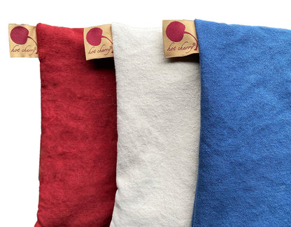 Summer Stack ––3 Square Denim Pillows –– Red, Blue & Natural - Trending Wellness Store
