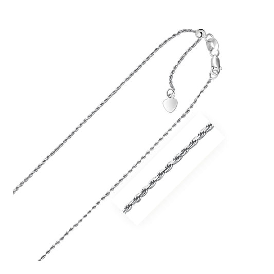 10k White Gold Adjustable Rope Chain 1.0mm - Trending Wellness Store
