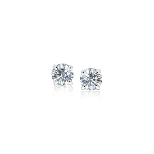 Sterling Silver 3mm Faceted White Cubic Zirconia Stud Earrings - Trending Wellness Store