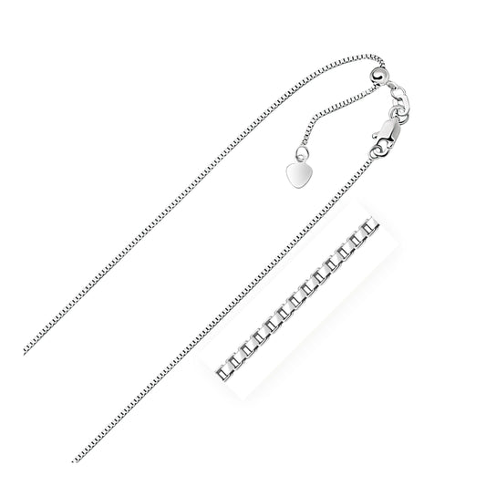 10k White Gold Adjustable Box Chain (0.85 mm) - Trending Wellness Store