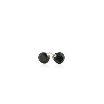 14k White Gold Stud Earrings with Black Faceted Cubic Zirconia(6mm) - Trending Wellness Store