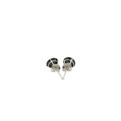 14k White Gold Stud Earrings with Black Faceted Cubic Zirconia(6mm) - Trending Wellness Store