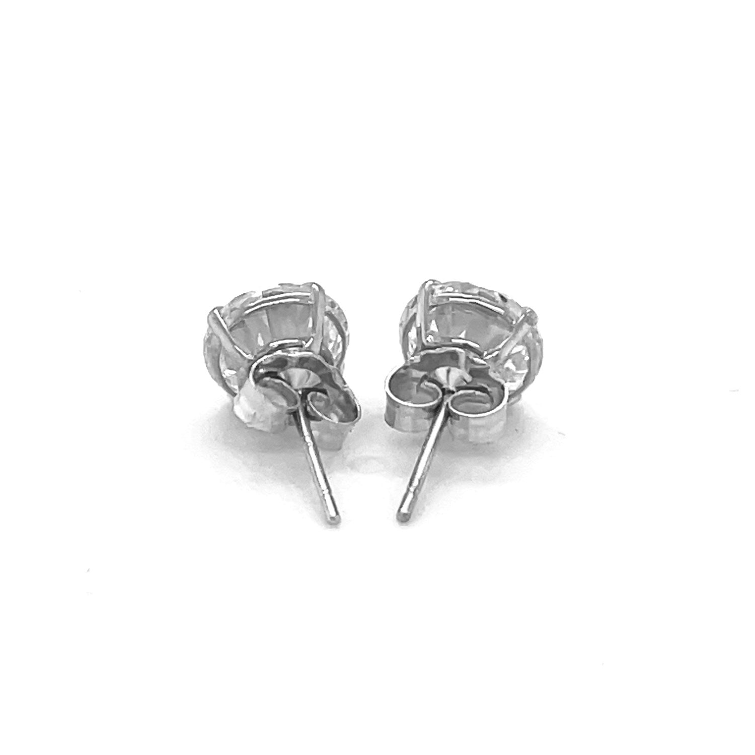 14k White Gold Stud Earrings with White Hue Faceted Cubic Zirconia(7mm) - Trending Wellness Store