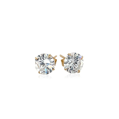 14k Yellow Gold Stud Earrings with White Hue Faceted Cubic Zirconia(6mm) - Trending Wellness Store