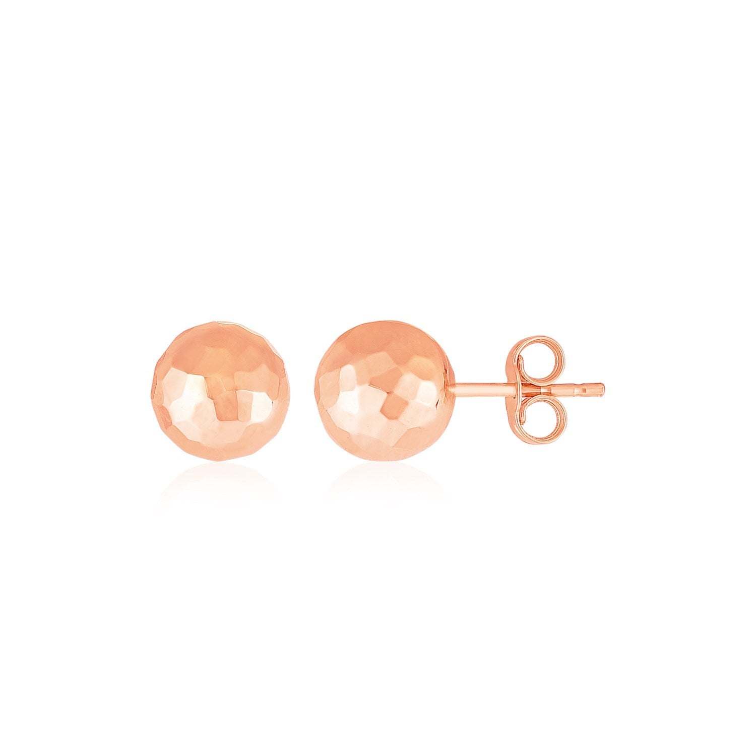 14k Rose Gold Ball Earrings with Faceted Texture(5mm) - Trending Wellness Store