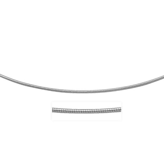 Sterling Silver Round Omega Style Chain Necklace with Rhodium Plating (1.55mm) - Trending Wellness Store