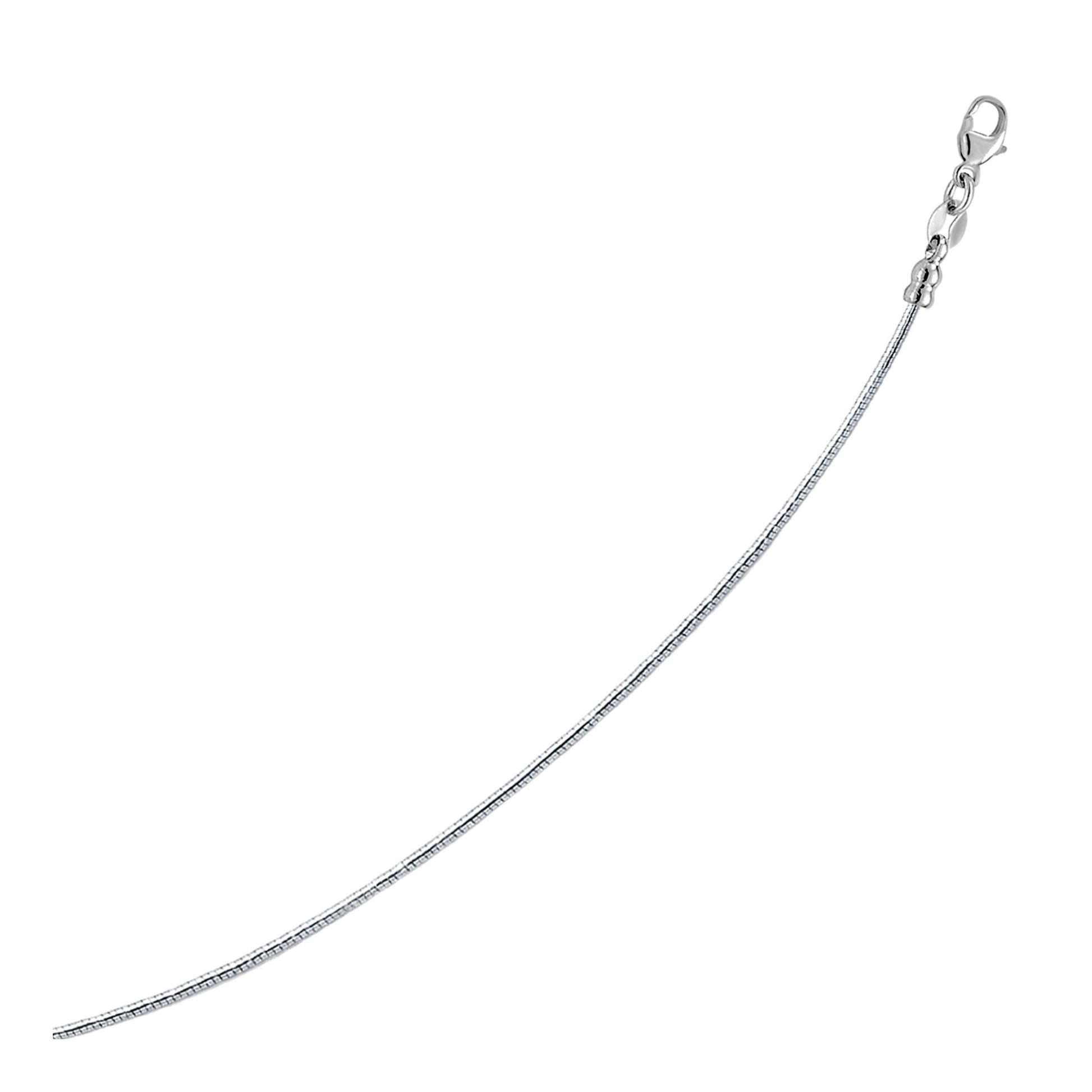 Sterling Silver Round Omega Style Chain Necklace with Rhodium Plating (1.55mm) - Trending Wellness Store
