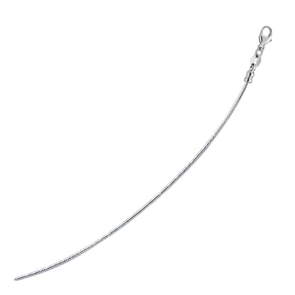 Sterling Silver Round Omega Style Chain Necklace with Rhodium Plating (1.55mm) - Trending Wellness Store