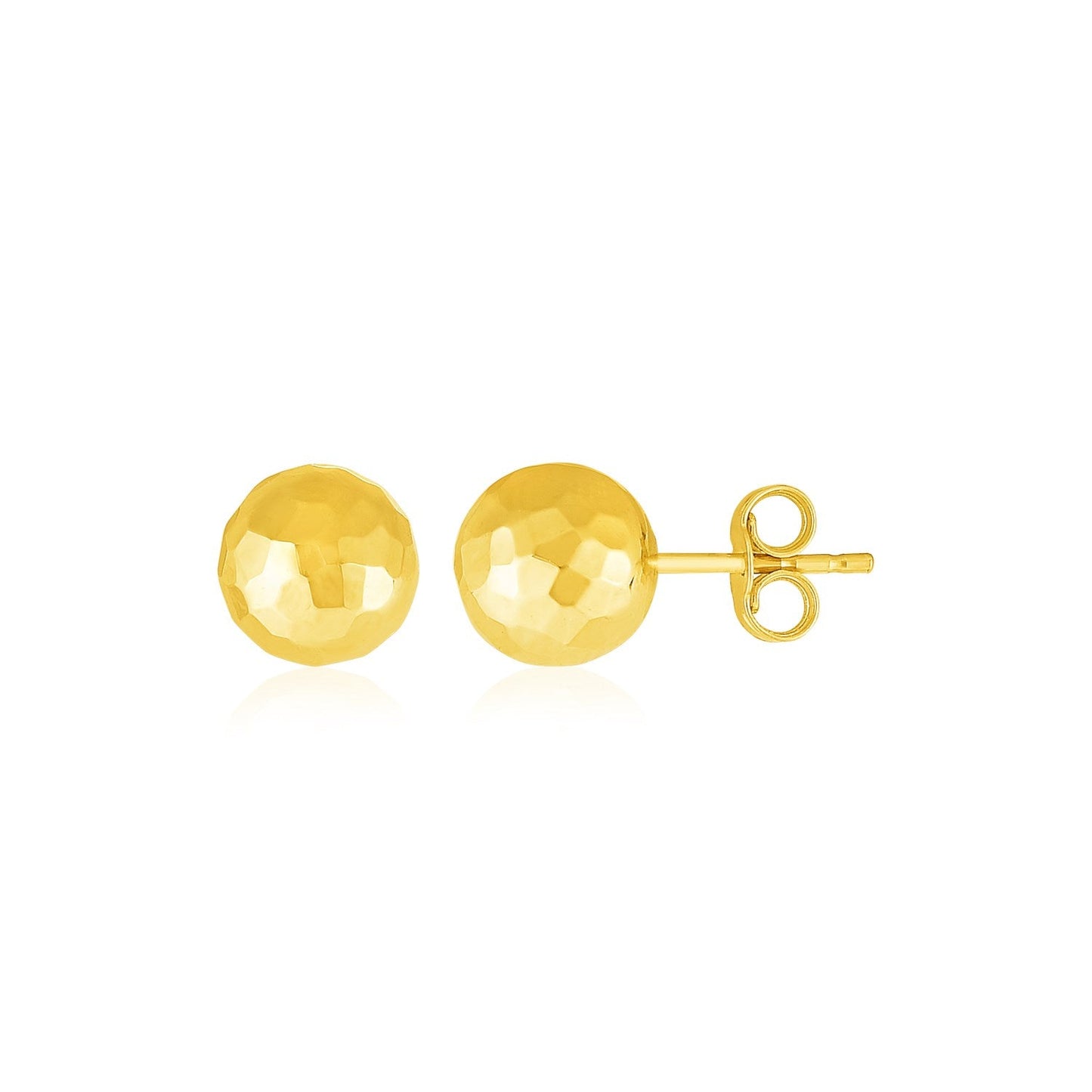 14k Yellow Gold Ball Earrings with Faceted Texture(5mm) - Trending Wellness Store