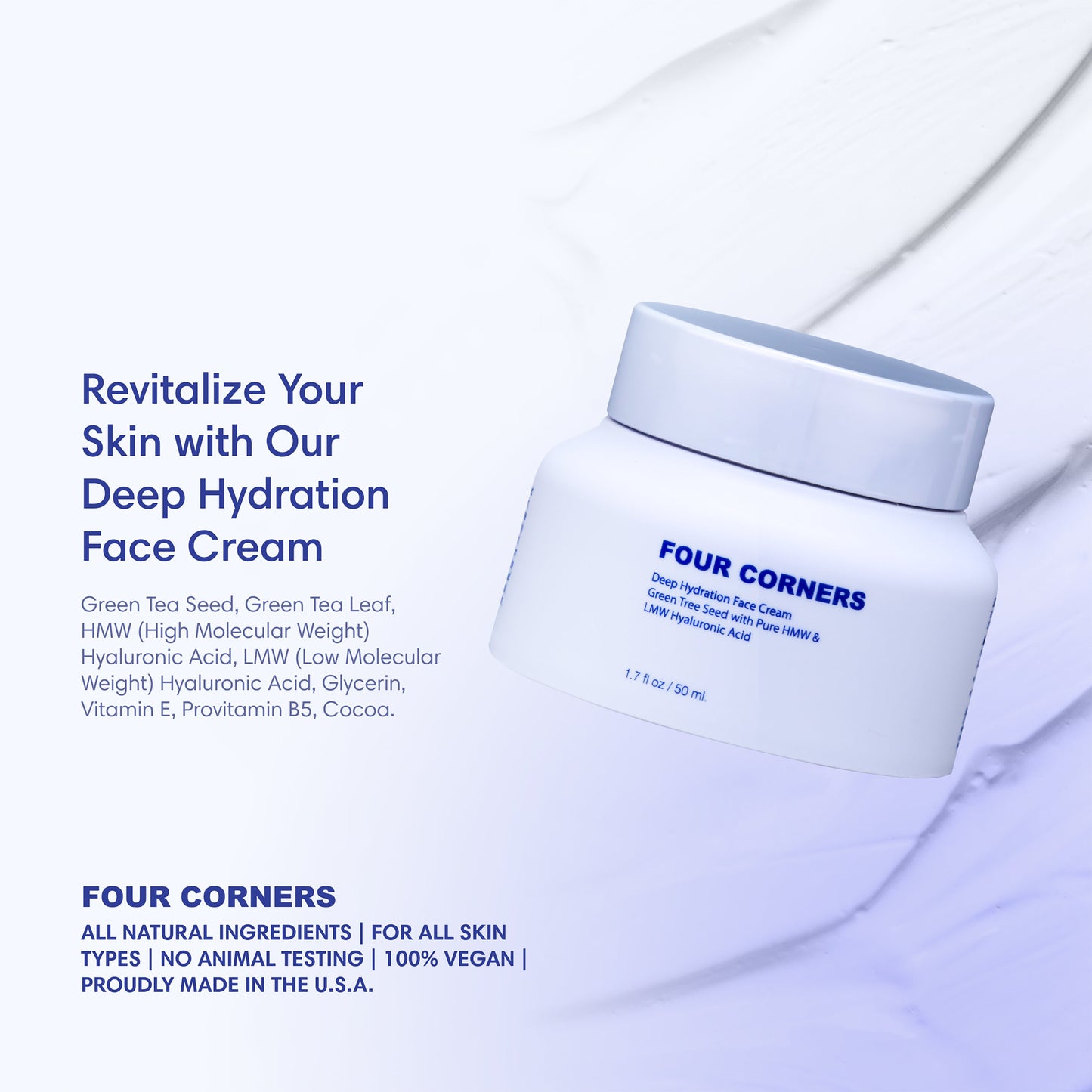 Deep Hydration Face Cream with Green Tea Seed with Pure HMW & LMW Hyaluronic Acid - Trending Wellness Store