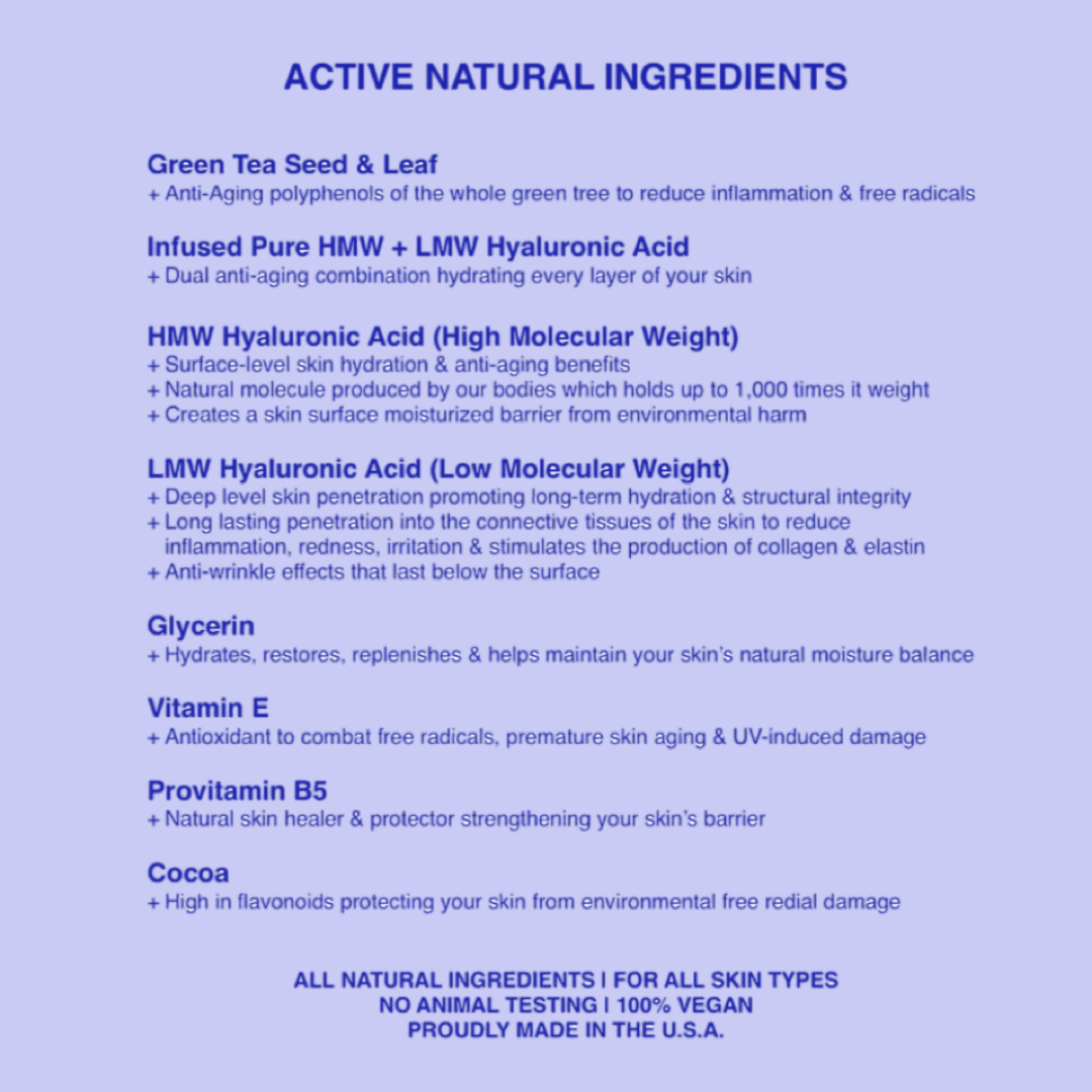 Deep Hydration Face Cream with Green Tea Seed with Pure HMW & LMW Hyaluronic Acid - Trending Wellness Store