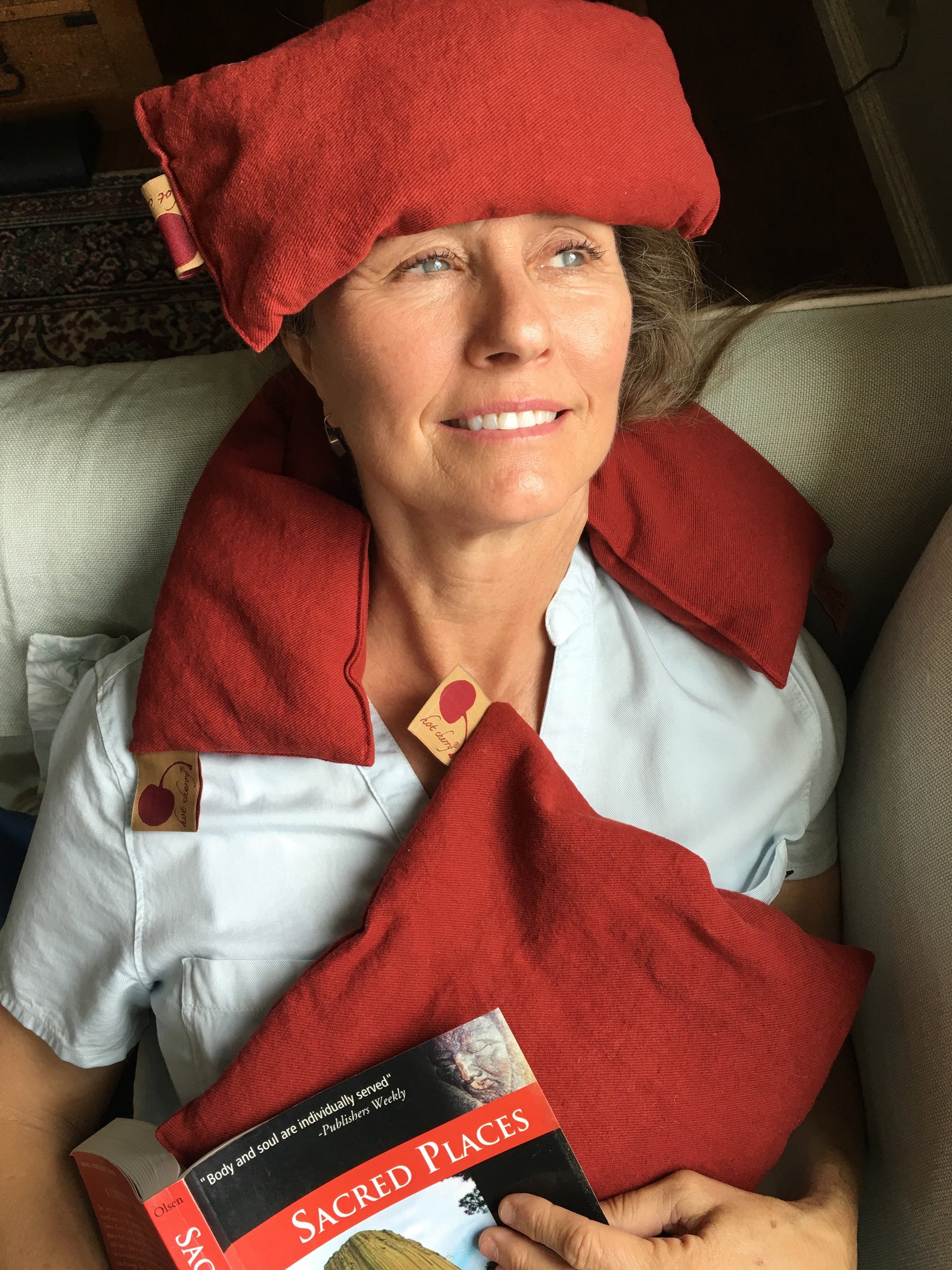 Feel Better Pack in Red Ultra Suede: Square, Eye Pillow & Neck Wrap - Trending Wellness Store