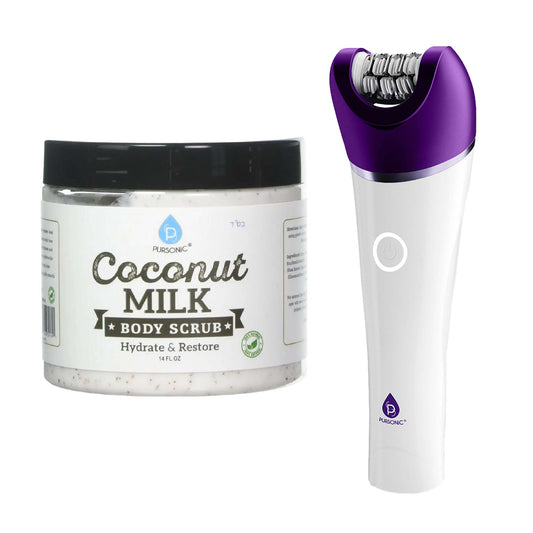 Pursonic Smooth & Radiant Skincare Bundle: 6-in-1 Smooth Glide Epilator + Coconut Milk Body Scrub - Trending Wellness Store