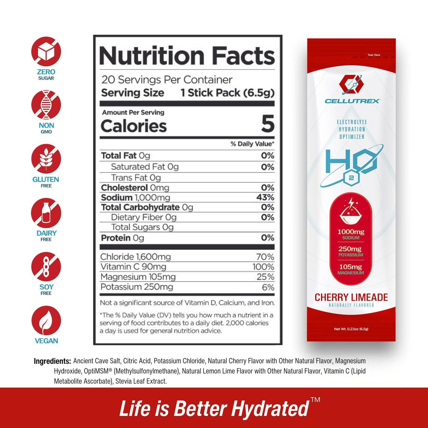 H2O ELECTROLYTES™ - Cherry Limeade | Zero Sugar Electrolyte Powder - Trending Wellness Store