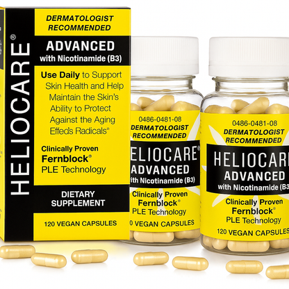 Heliocare Advanced Niacin B3 Supplement Pack of 2 : Fernblock PLE Extract 240mg Per Serving - Supports Skin Cell Health W/Antioxidant Rich Vitamin B3 Niacin 500 mg - 120 Vegan Capsules - Trending Wellness Store