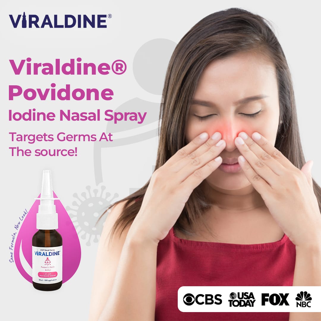 Viraldine 1% Antiviral Povidone-Iodine Nasal Spray - With No Harmful Microplastics - Trending Wellness Store
