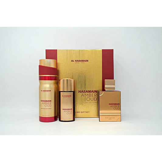 Al Haramain Amber Oud Ruby Edition Eau de Parfum includes ( 2.5oz EDP spray + 1.0 oz EDP spray + 6.6 oz Deodorant Body spray ) Unisex - Trending Wellness Store