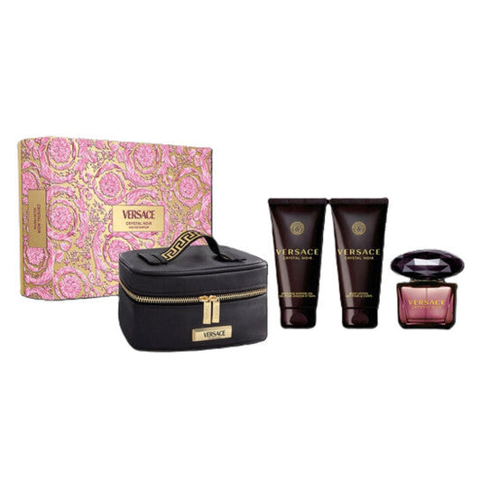 VERSACE  Crystal Noir Gift Set Includes Crystal Noir EdP 90ml + Bath & Shower Gel 100ml + Body Lotion 100ml + Toilettry Bag for Women - Trending Wellness Store
