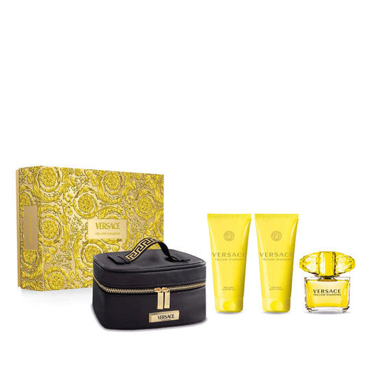 VERSACE Yellow Diamond Gift Set Versace includes 3.0 Edt L+3.4Bl+3.4Sg+Small Case for Women - Trending Wellness Store