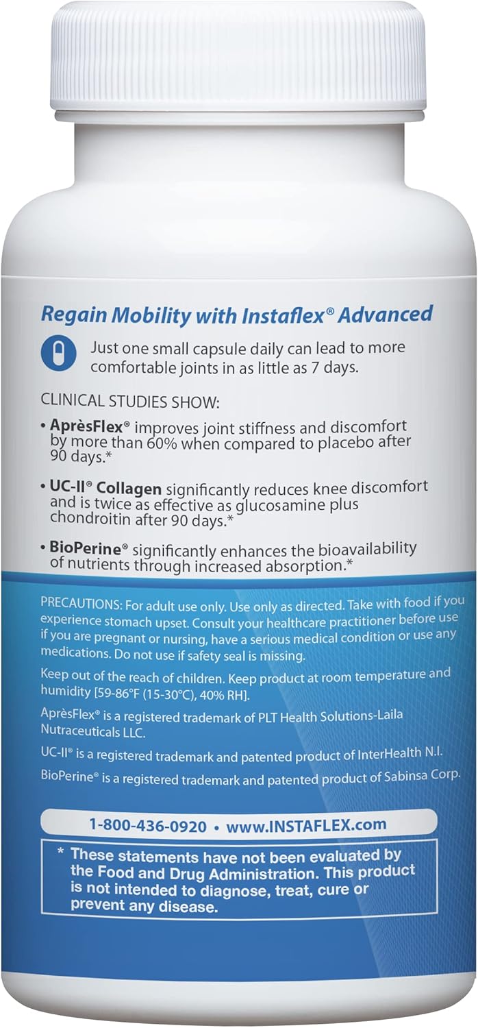 Instaflex Advanced Joint Support Nutritional Supplement Capsule with Doctor Formulated Joint Relief Supplement, Featuring UC-II Collagen & 5 Other Joint Discomfort Fighting Ingredients, 60 Ct - Trending Wellness Store
