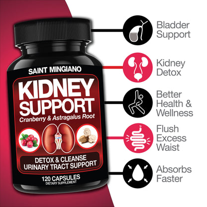 Kidney Support Cleanse Detox & Repair -120 Capsules - Cranberry & Astragalus Root Pills - Trending Wellness Store