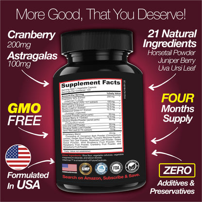 Kidney Support Cleanse Detox & Repair -120 Capsules - Cranberry & Astragalus Root Pills - Trending Wellness Store