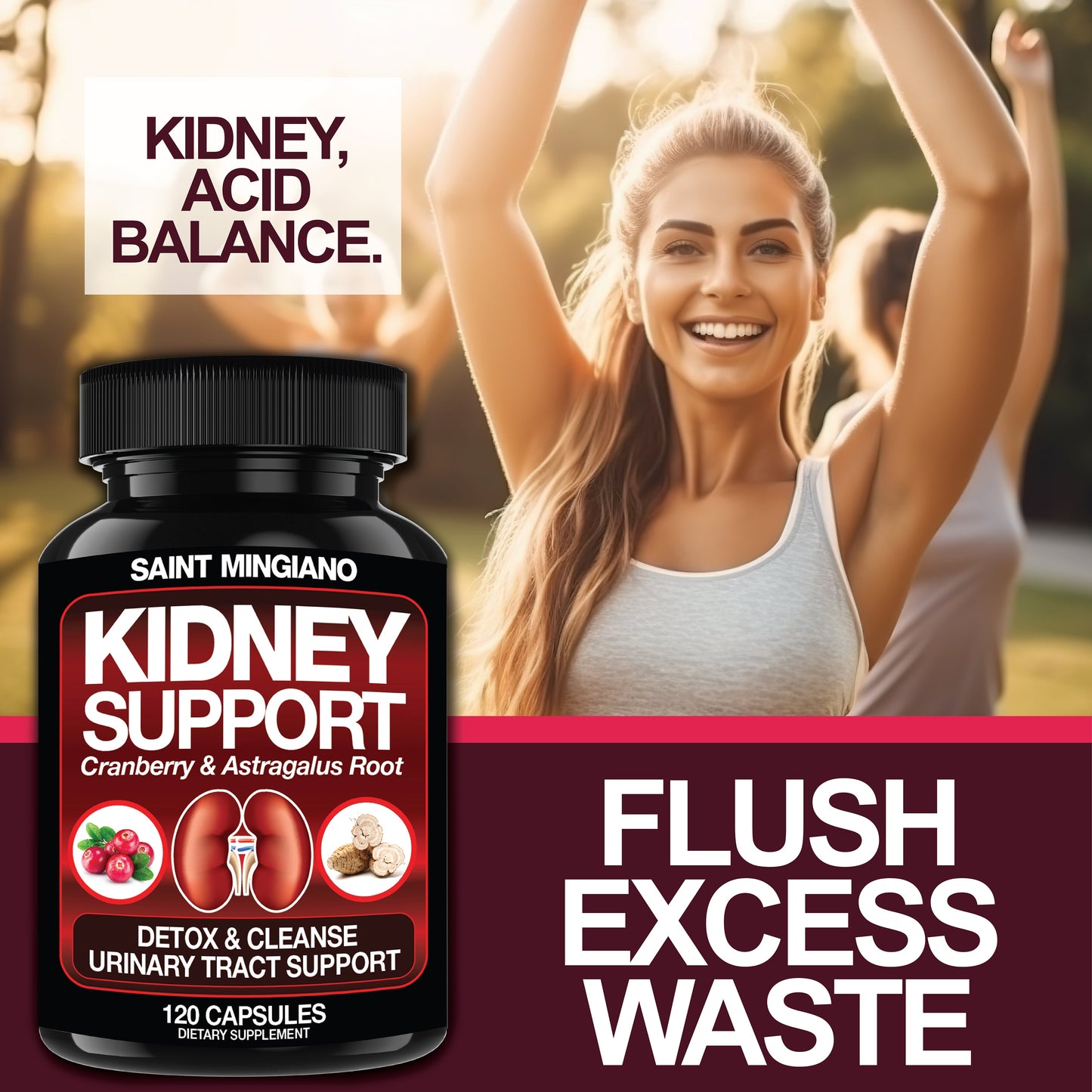 Kidney Support Cleanse Detox & Repair -120 Capsules - Cranberry & Astragalus Root Pills - Trending Wellness Store