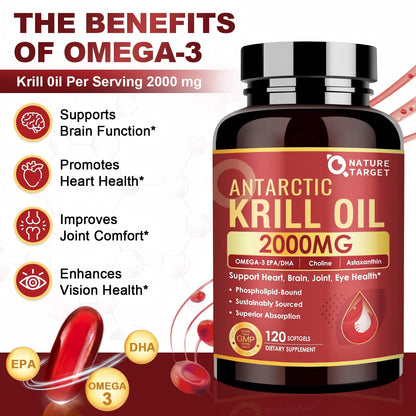 Krill Oil 2000mg with Omega-3 + Astaxanthin, 60-Day Supply - Trending Wellness Store