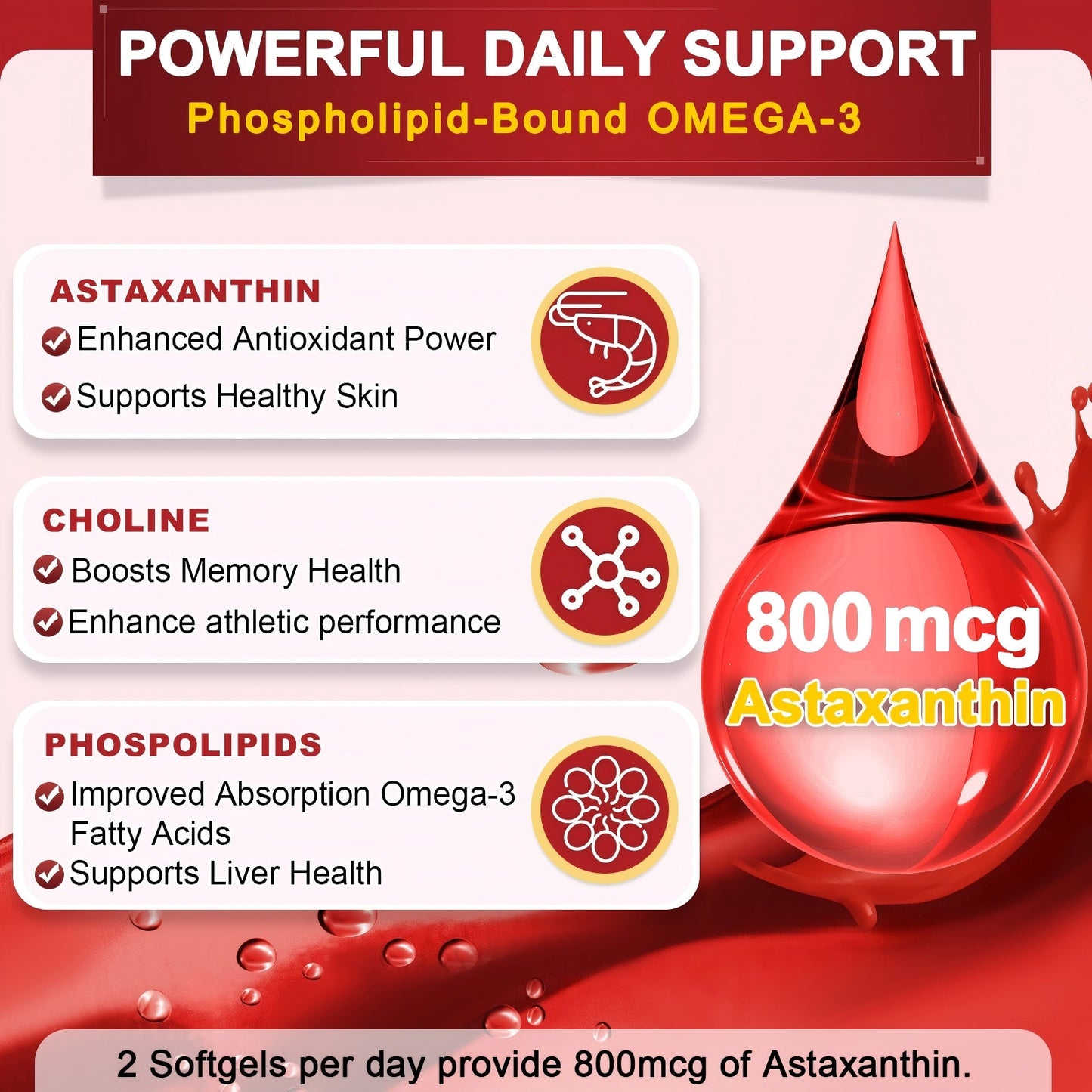 Krill Oil 2000mg with Omega-3 + Astaxanthin, 60-Day Supply - Trending Wellness Store