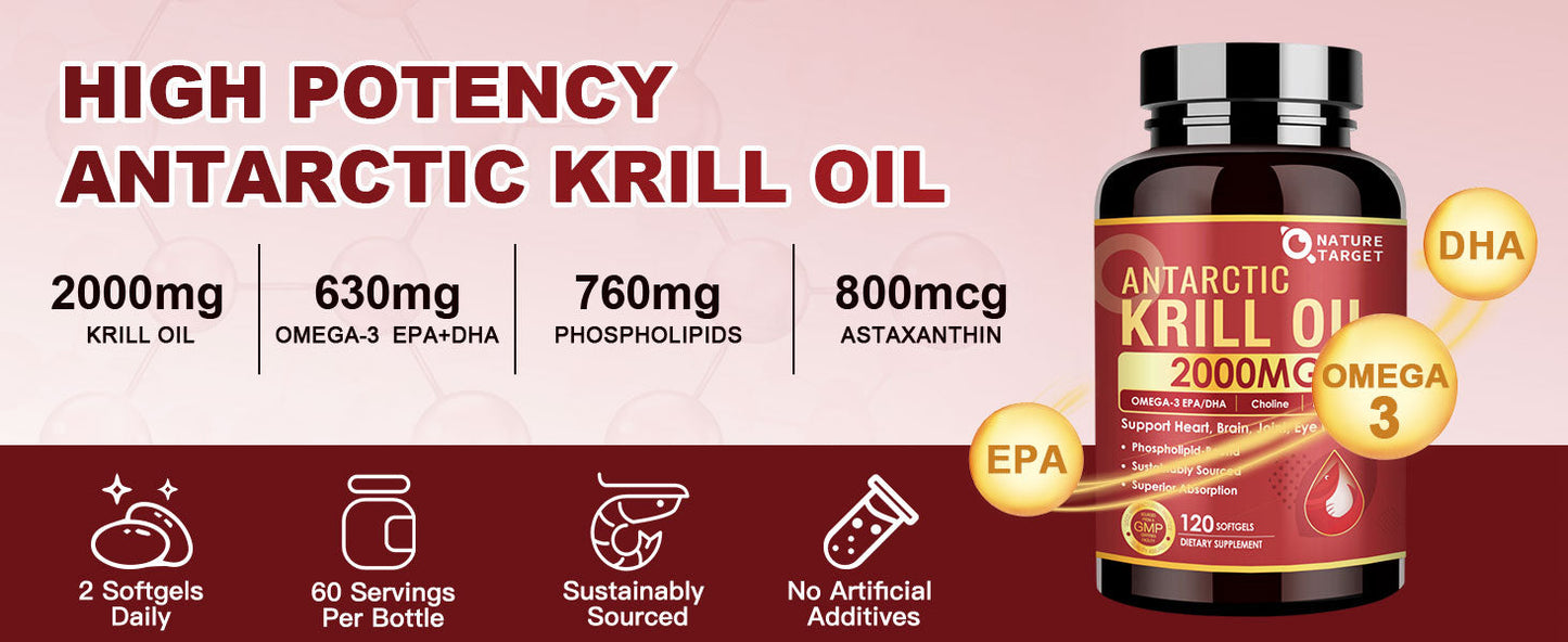Krill Oil 2000mg with Omega-3 + Astaxanthin, 60-Day Supply - Trending Wellness Store