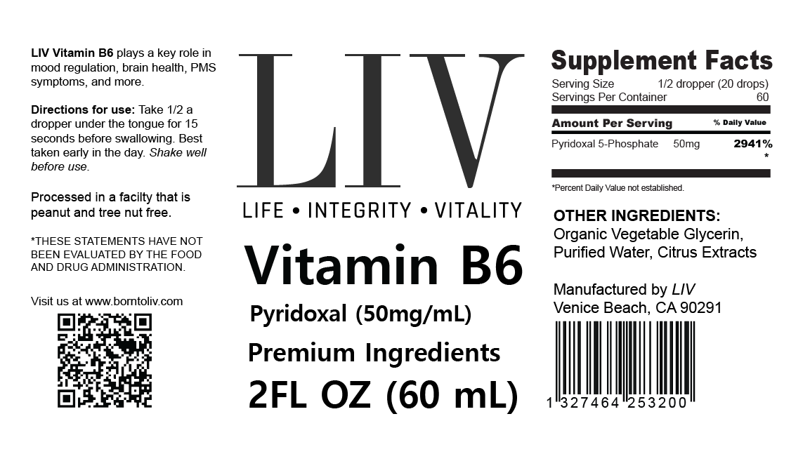 Vitamin B6 Pyridoxal Liquid (5-Phosphate 50mg, 60 servings) - Trending Wellness Store
