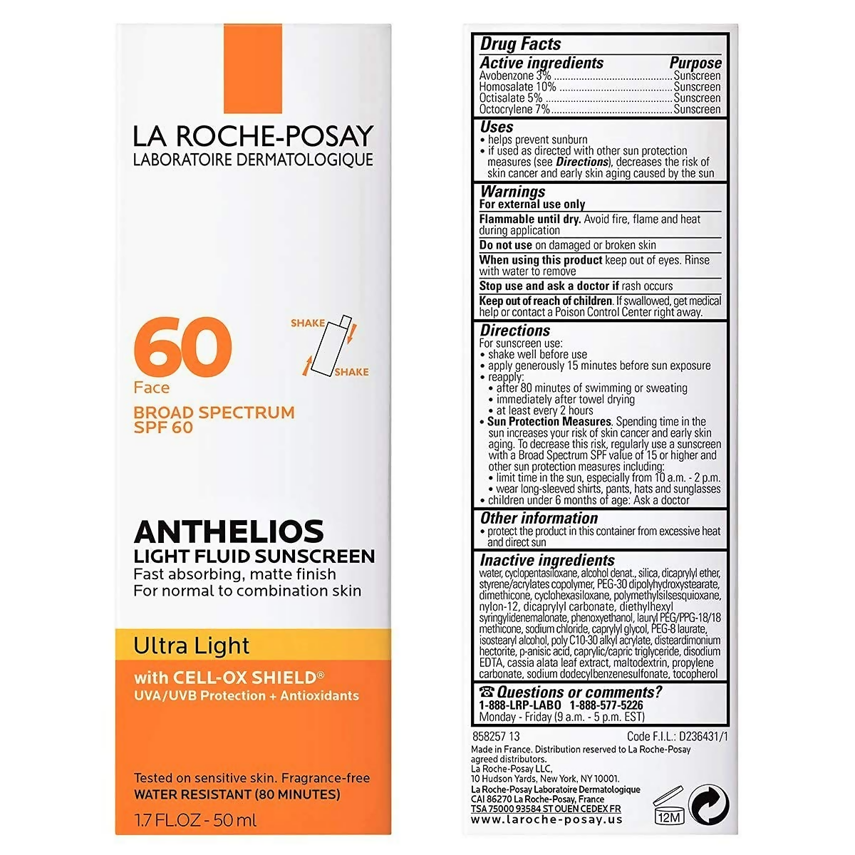 La Roche-Posay Anthelios 60 Ultra Light Sunscreen Fluid For Face - Trending Wellness Store