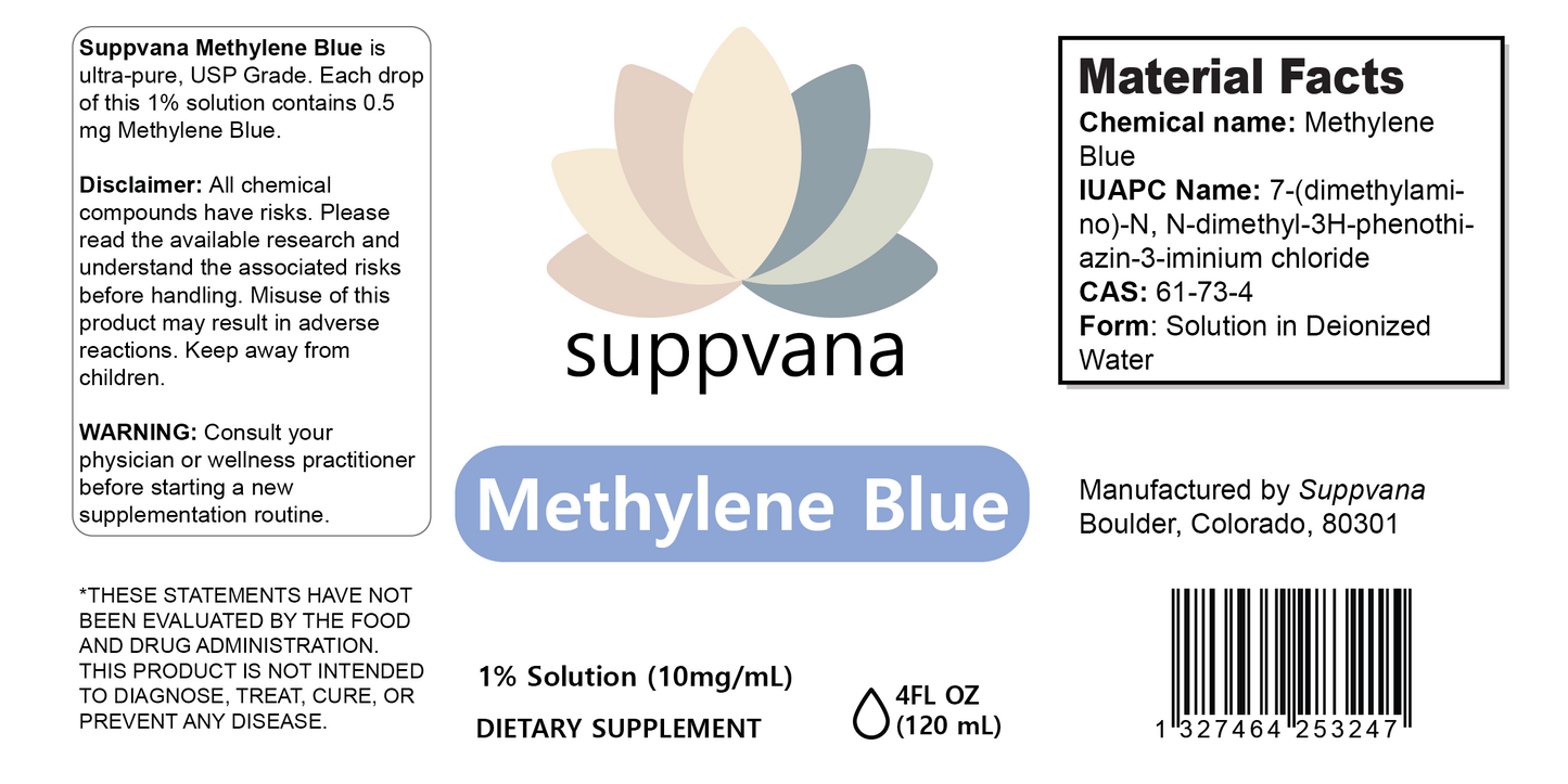 Methylene Blue Liquid 1% XL (1200mg, 4oz) - Trending Wellness Store