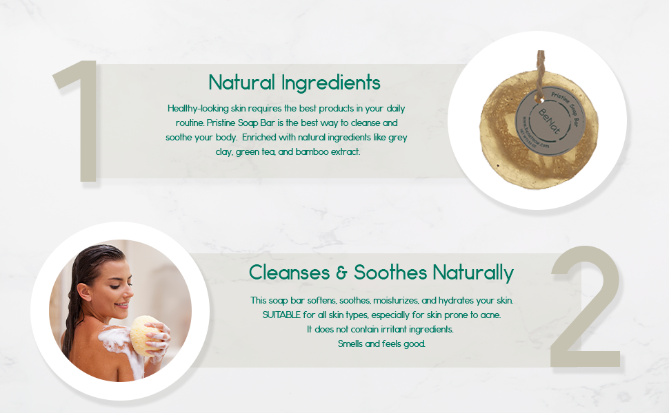 Pristine Soap Bar. Green Clay, Bamboo, and Green Tea. - Trending Wellness Store