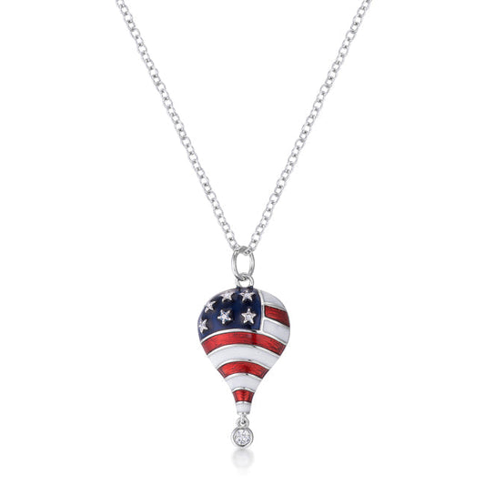 .1 Ct Patriotic Hot Air Balloon Necklace with CZ - Trending Wellness Store
