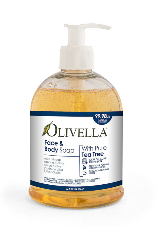 OLIVELLA Face & Body Liquid Soap Tea Tree Oil 16.9 oz - Trending Wellness Store