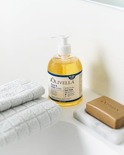 OLIVELLA Face & Body Liquid Soap Tea Tree Oil 16.9 oz - Trending Wellness Store