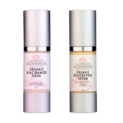 Organic Niacinamide + Resveratrol Serum Duo – Anti-Aging Face Serum Set for Pores, Wrinkles & Brightening - Trending Wellness Store