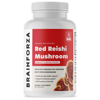 Organic Red Reishi Mushroom, 90 Capsules - Trending Wellness Store