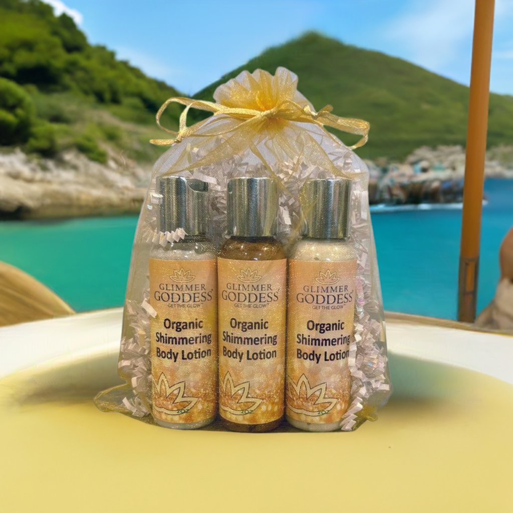 Organic Shimmer Body Lotion Travel Size Gift Set - Trending Wellness Store