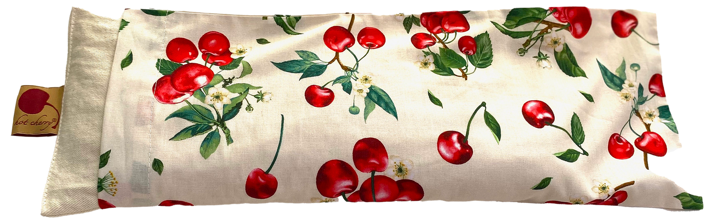 Hot Cherry Rectangular/Cervical Neck Pillow in Unbleached, Pre-washed, Natura Denim with Cherry Print Pillowcase - Trending Wellness Store