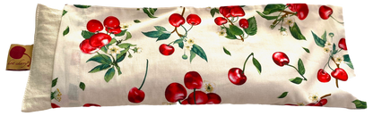 Hot Cherry Rectangular/Cervical Neck Pillow in Unbleached, Pre-washed, Natura Denim with Cherry Print Pillowcase - Trending Wellness Store