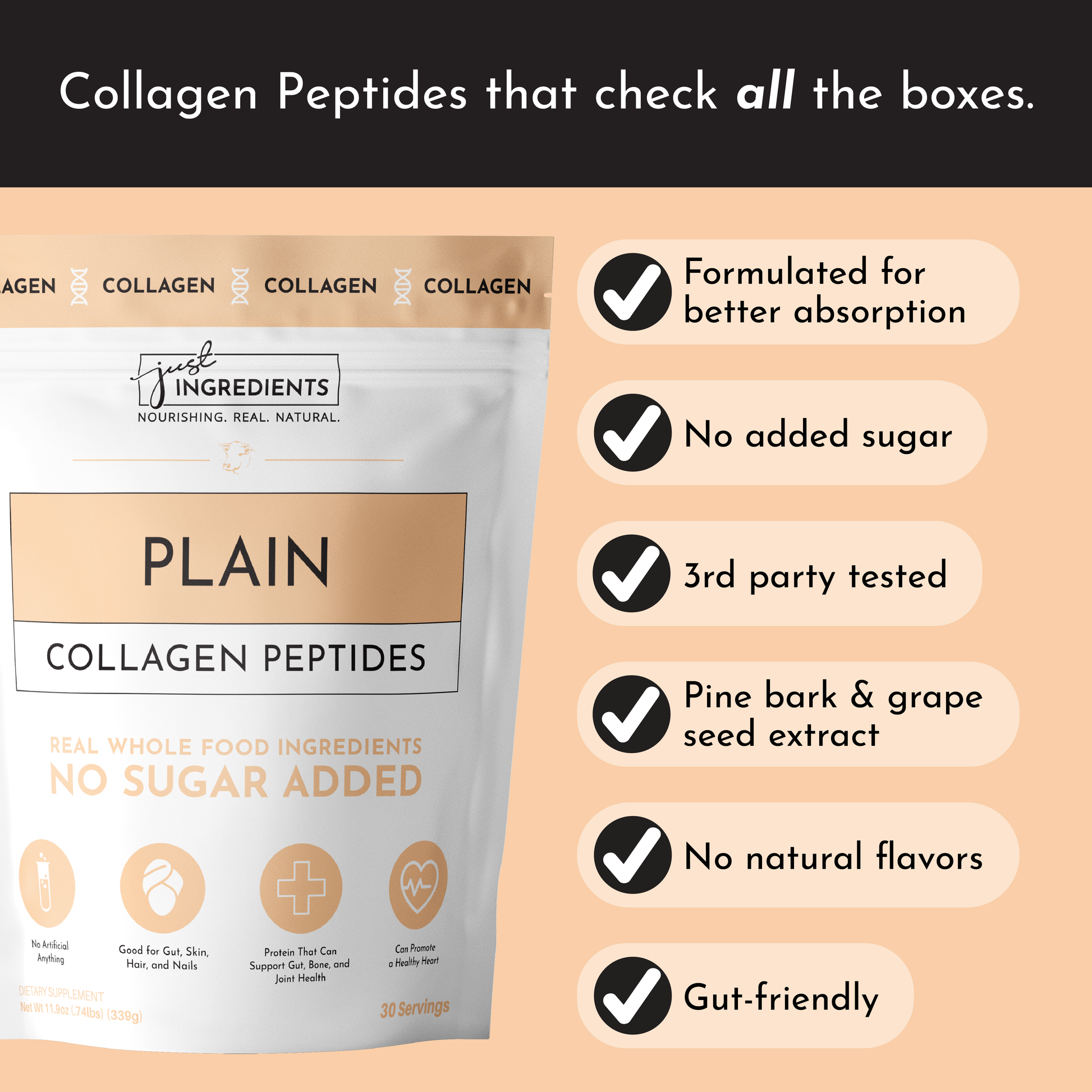 Plain Collagen Peptides - Trending Wellness Store