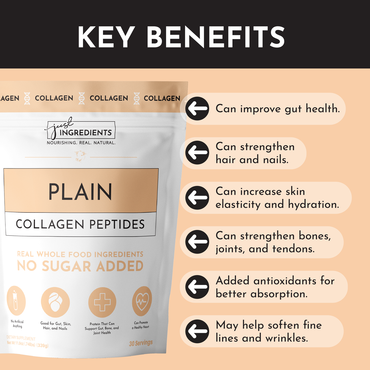 Plain Collagen Peptides - Trending Wellness Store