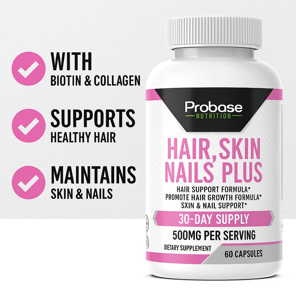 Probase Nutrition Hair, Skin and Nails Plus 60 Capsules 30-Day Supply - Trending Wellness Store