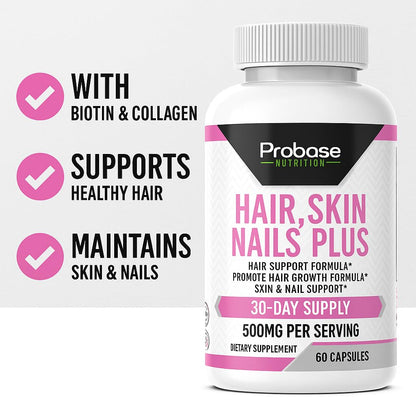 Probase Nutrition Hair, Skin and Nails Plus 60 Capsules 30-Day Supply - Trending Wellness Store