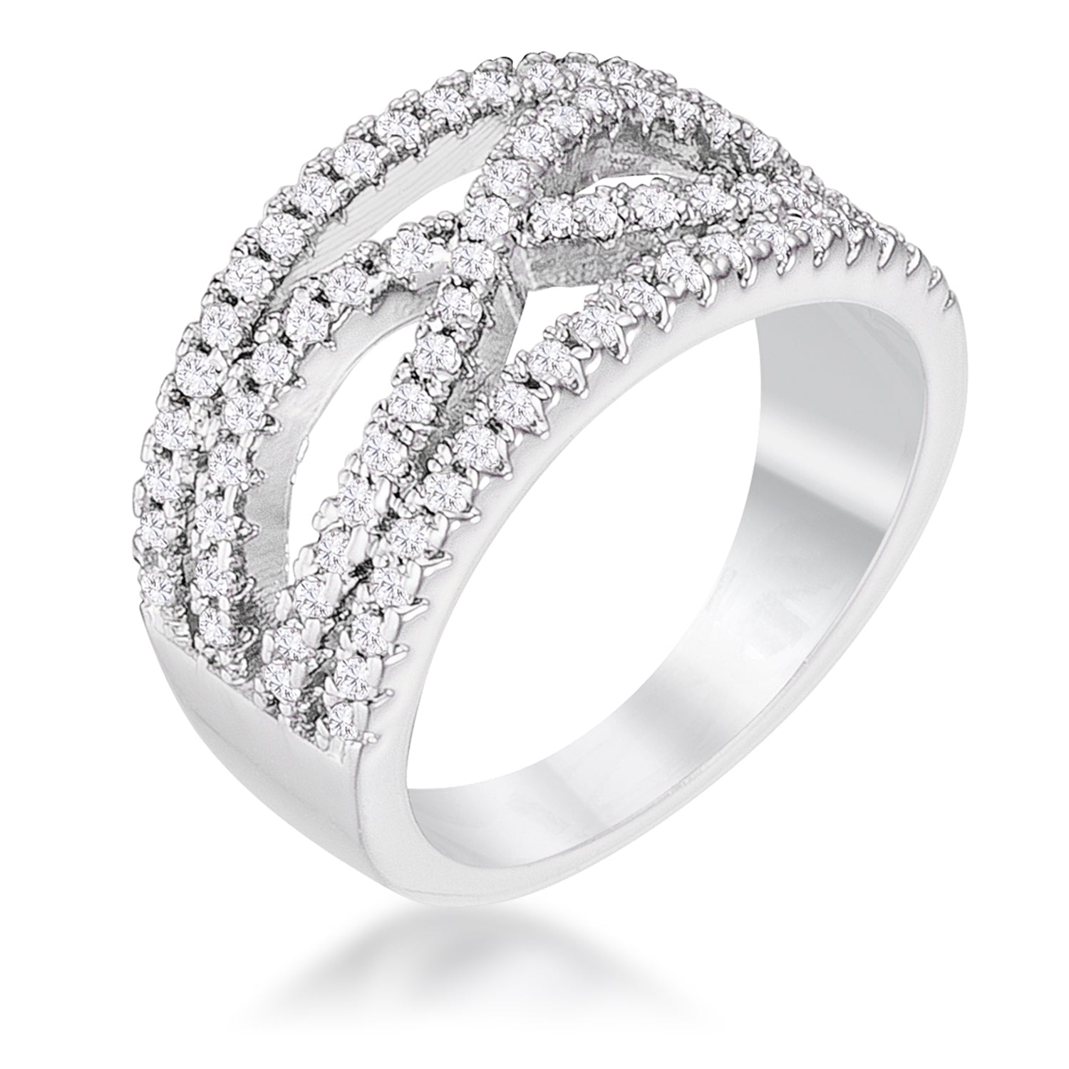 .4Ct Plated Classic Twist Wide CZ Ring - Trending Wellness Store