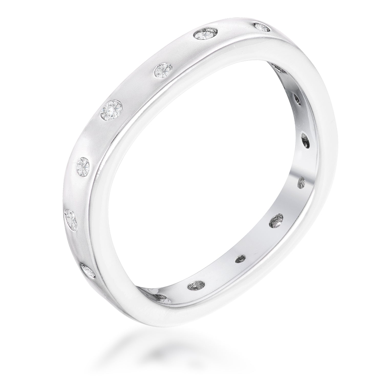 .23Ct Plated Cz Speckled Square Shaped Stackable Band - Trending Wellness Store